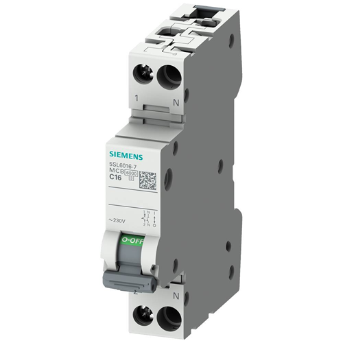 Siemens Installatieautomaat B karakteristiek 10a 2P 1 beveiligd incl nul 1te 5SL6010-6 - 5SL60106