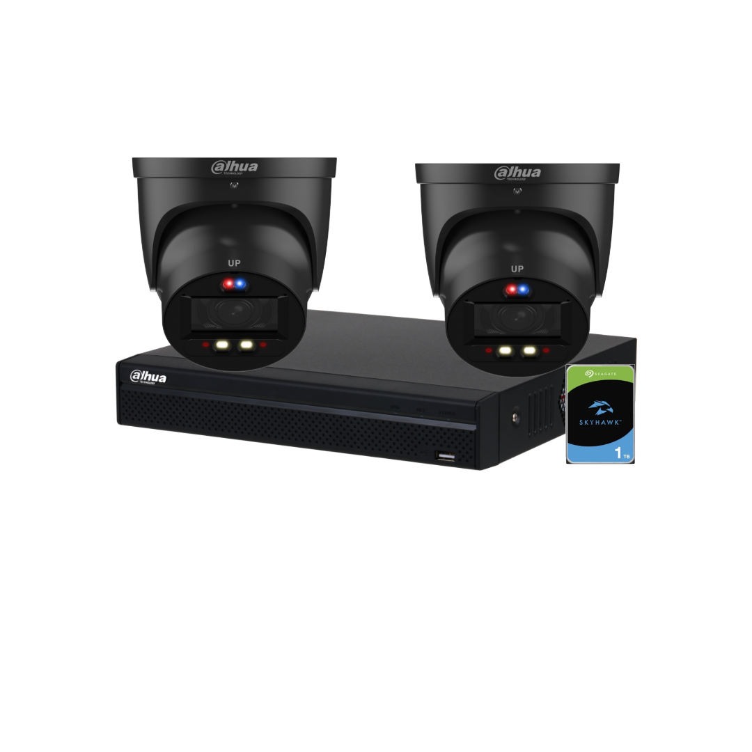 Dahua 4K beveiligingsset met 2 varifocale camera’s en actieve afschrikking