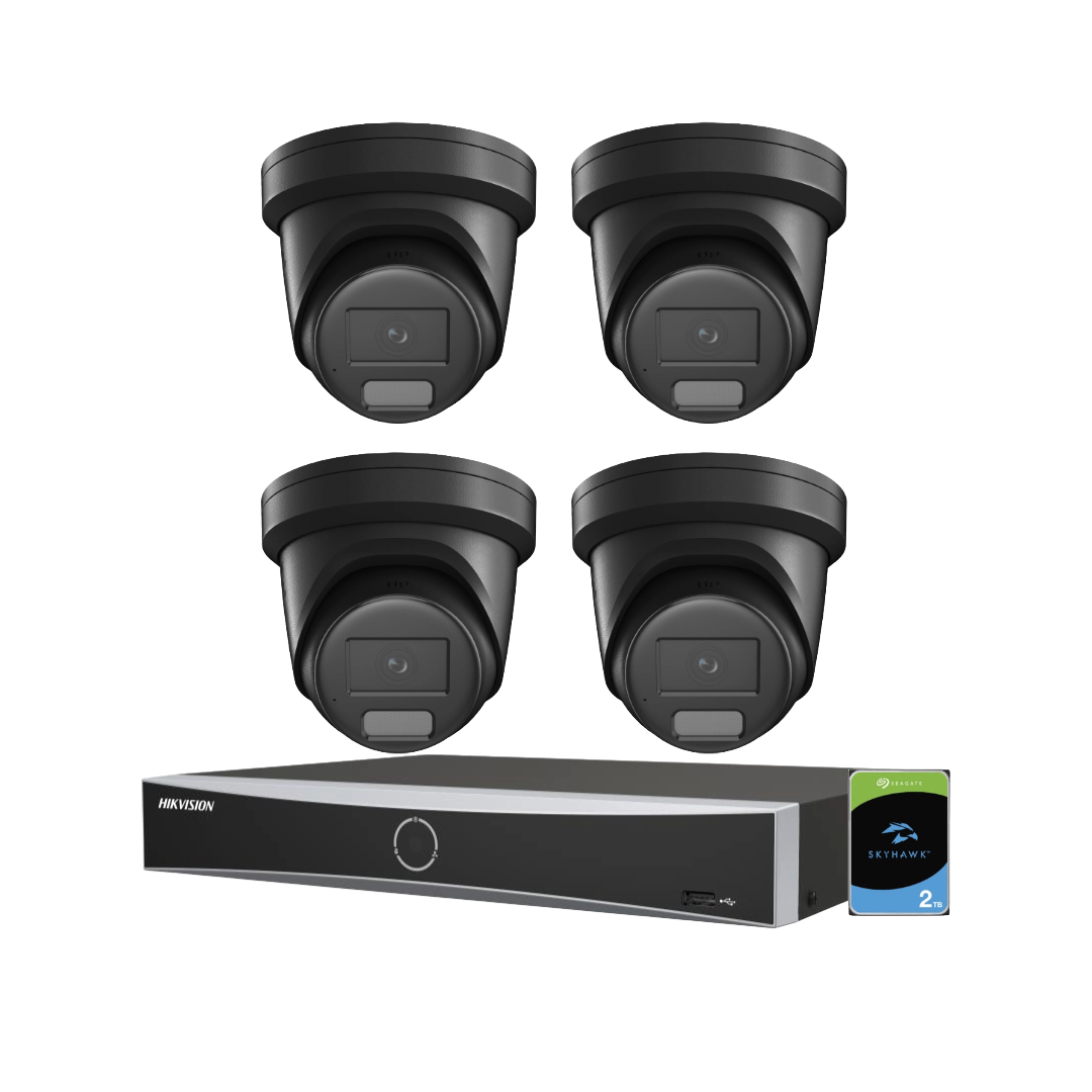 Hikvision 4K beveiligingsset met 4 kleurennachtzicht camera’s & afschrikking