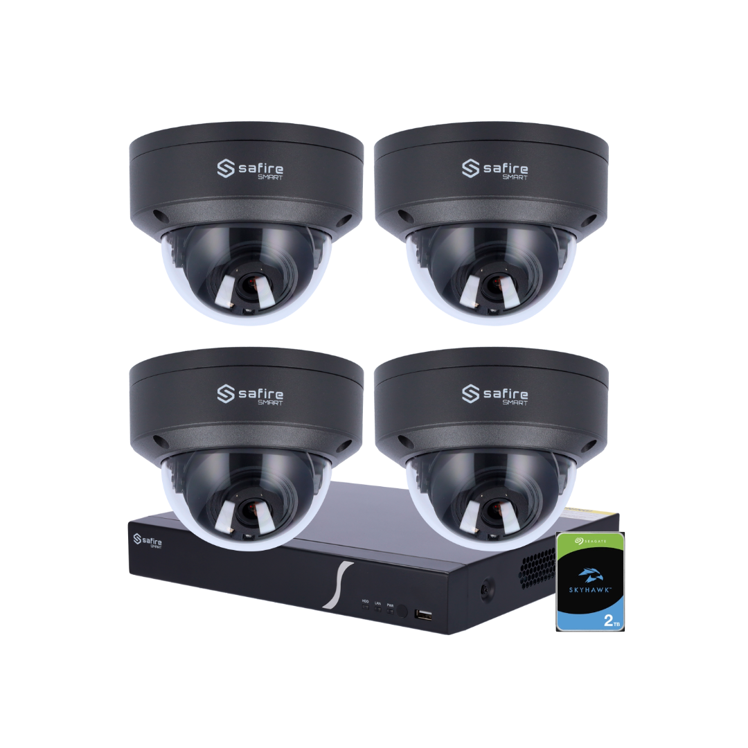Compleet 4MP IP Camerabewakingssysteem met Nachtzicht & App-bediening – 4 Camera’s + NVR