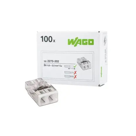 Wago lasklem 2-voudig 0,5-2,5mm2 wit per 100 stuks (2273-202)
