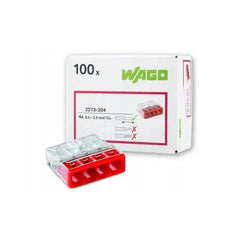 Wago lasklem 4-voudig 0,5-2,5mm2 rood per 100 stuks (2273-204)